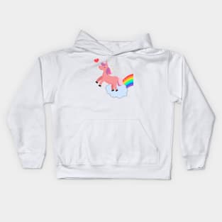 Cute Pink Unicorn & Rainbow Kids Hoodie